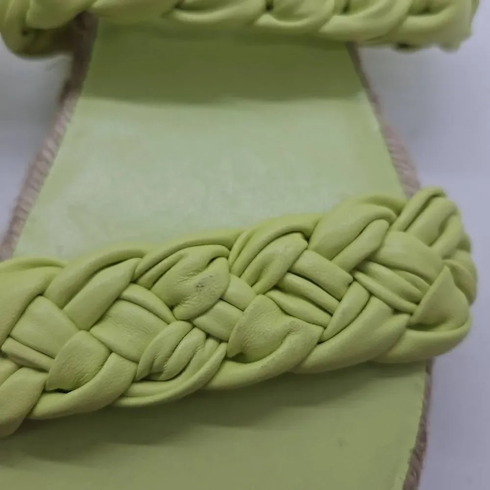 Lime Green Jaime Flat Marc Fisher Slip On Women Sandals Espadrille Size 8.5